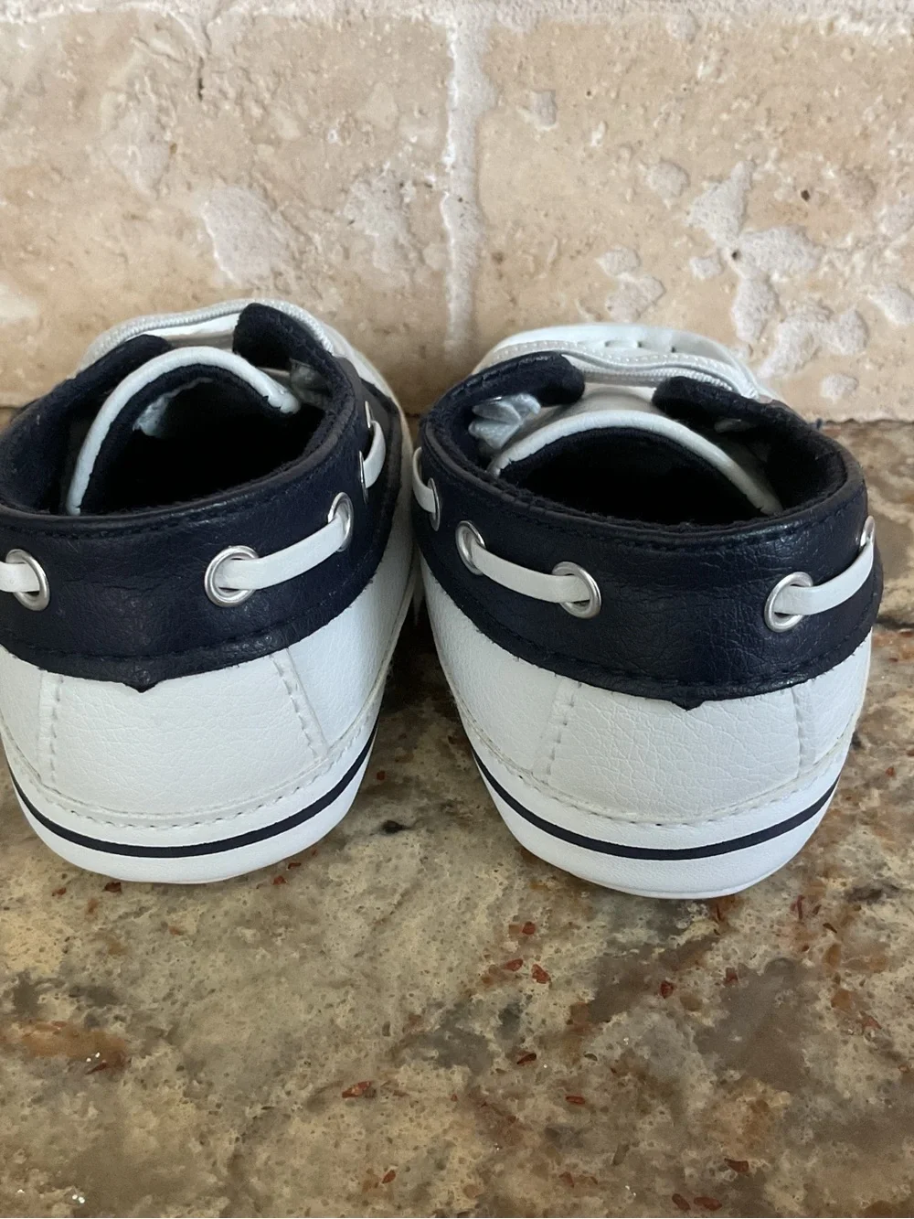 Janie and Jack Navy and White Toddler Boat Shoes